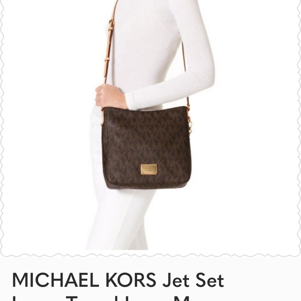 Michael Kors Jet Set Large Travel Logo Messenger Bag, Brown